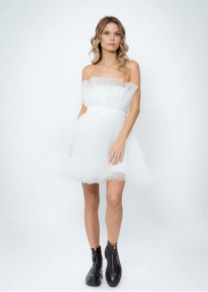 Strapless Tulle Sweet Mini Party Dress